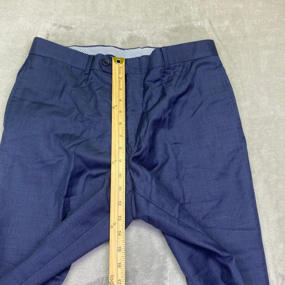Tommy Hilfiger Mens Blue 100% Wool Dress Pants Flat‎ Front Straight Leg Sz 32